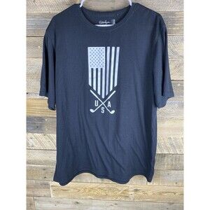Walter Hagen 11 Majors Sz XL Mens Black Short Sleeve Flag T-Shirt